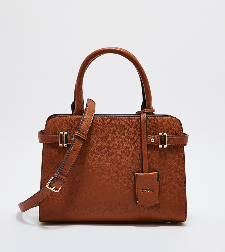 Textured Satchel Bag with Sling