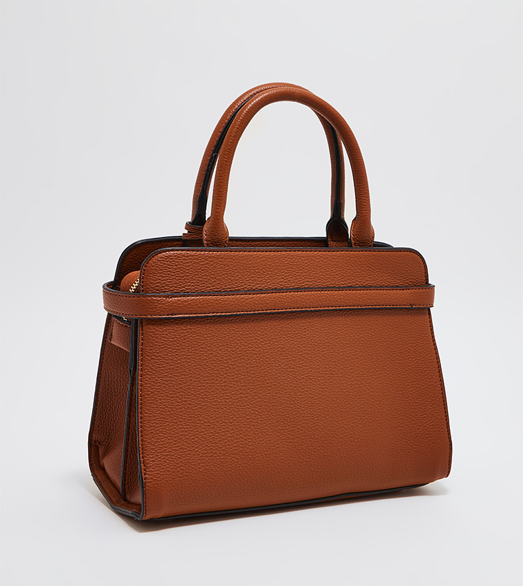 Textured Satchel Bag with Sling