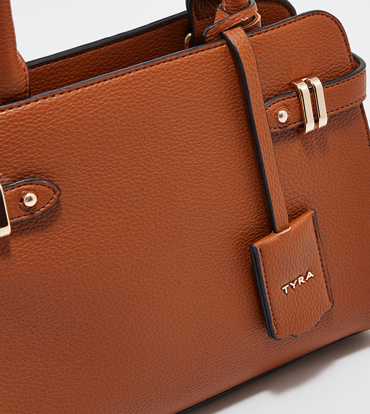 Textured Satchel Bag with Sling