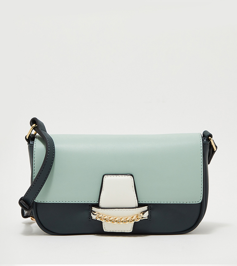 Color Block Flap Crossbody Bag