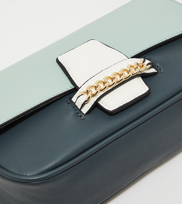 Color Block Flap Crossbody Bag
