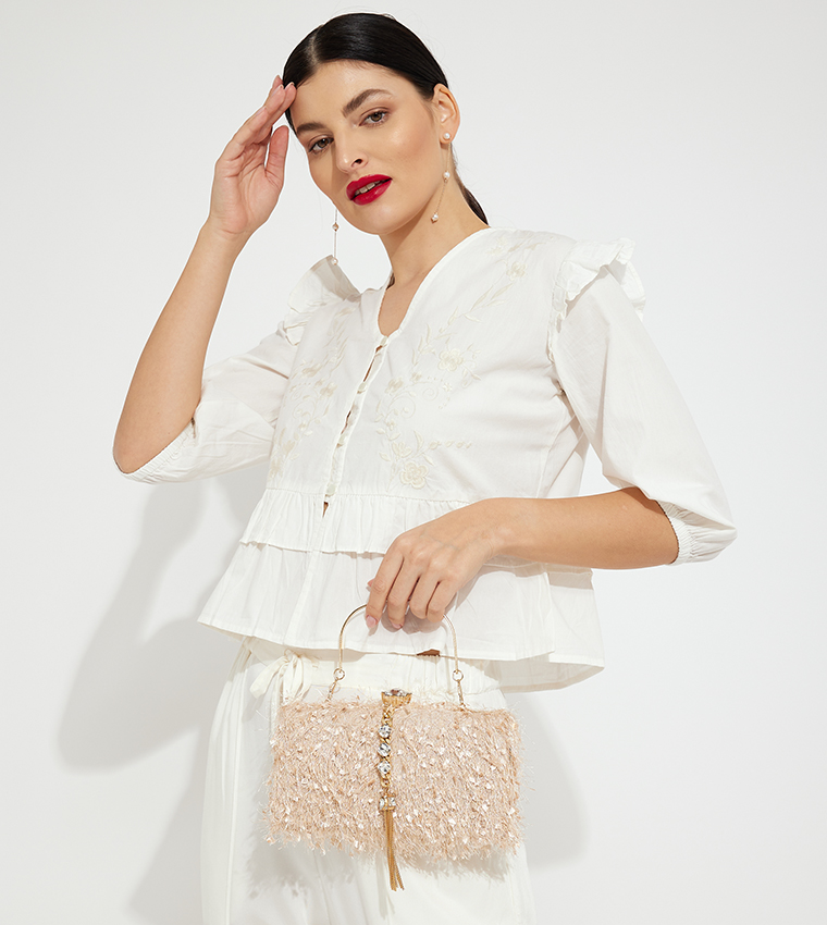 Buy Tyra Embellished Clutch Bag In Gold 6thStreet Qatar