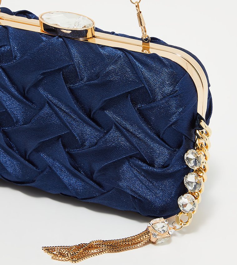 Buy Tyra Smocked Clutch With Sling In NAVY BLUE 6thStreet UAE