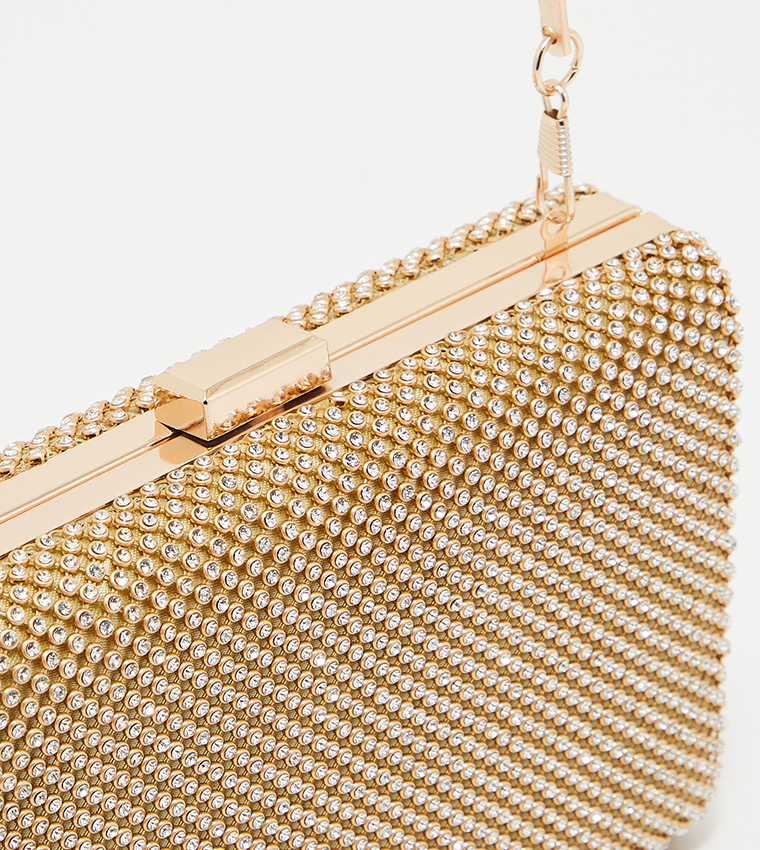 Buy Tyra Embellished Clutch Bag In Gold 6thStreet Qatar