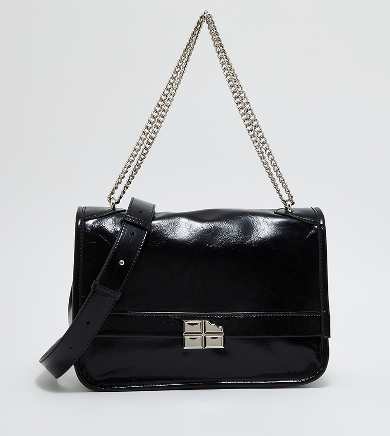 Textured Flap Shoulder Bag