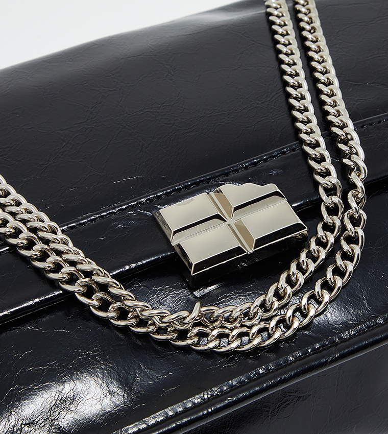 Textured Flap Shoulder Bag