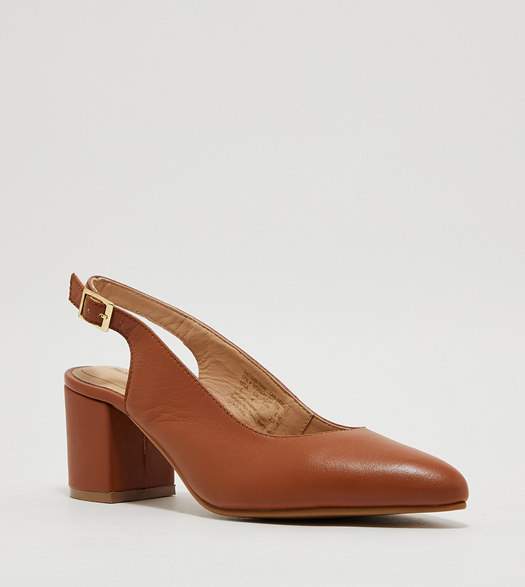 Tan store slingback pumps