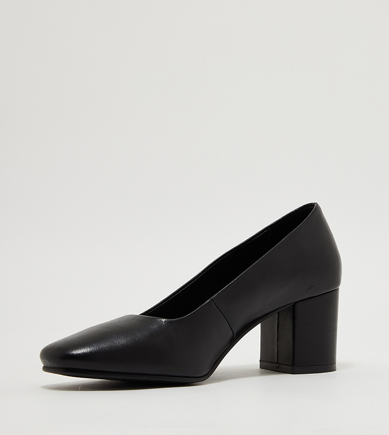 Buy Hush Puppies DELTA Square Block Heel Pumps In Black | 6thStreet UAE