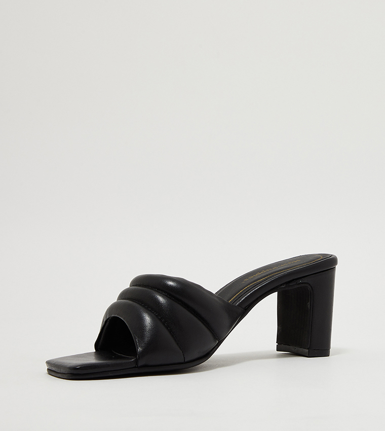 REBEL Quilted Strap Block Heel Sandals