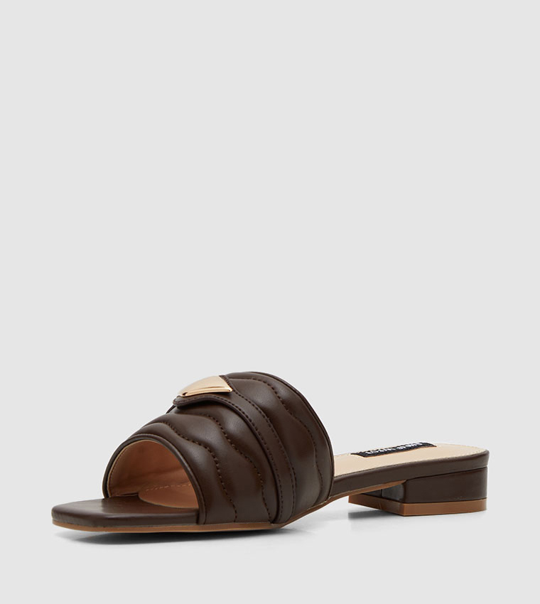 Metal Accent Slide Sandals