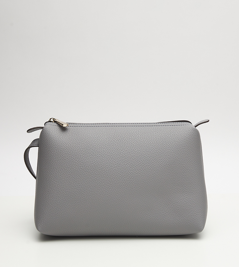 Textured Shoulder Bag with Pouch