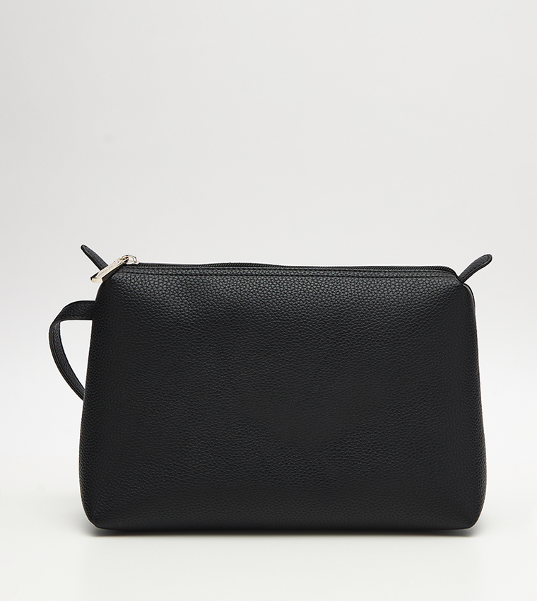 Buy Hush Puppies Textured Shoulder Bag With Pouch In Black