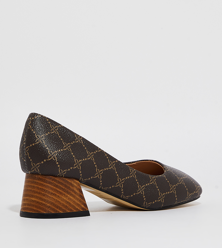KIA Patterned Block Heel Pumps