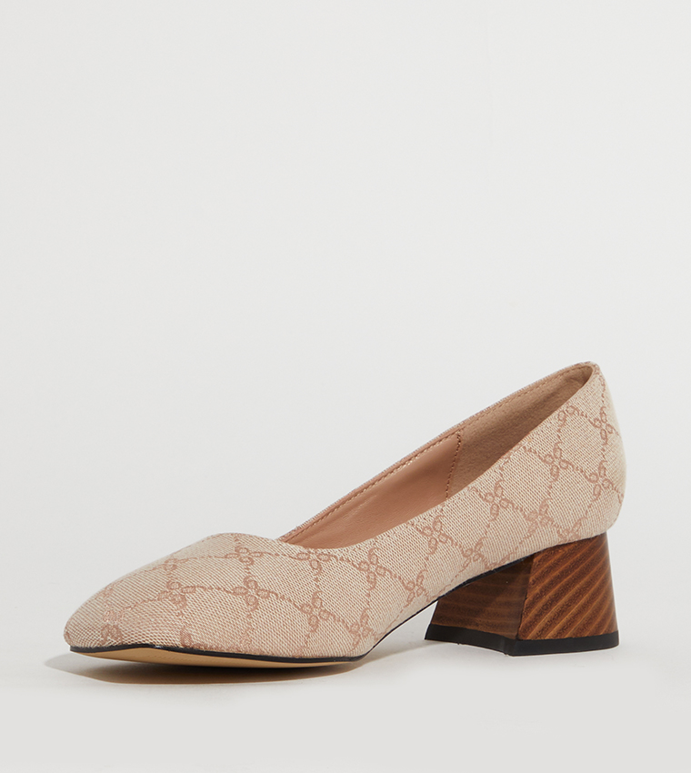 D-KIA Patterned Block Heel Pumps