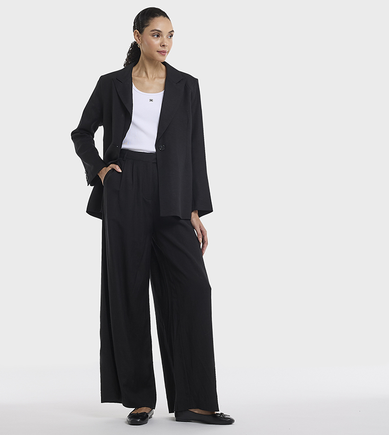 Lapel Collar Oversized Linen Blazer