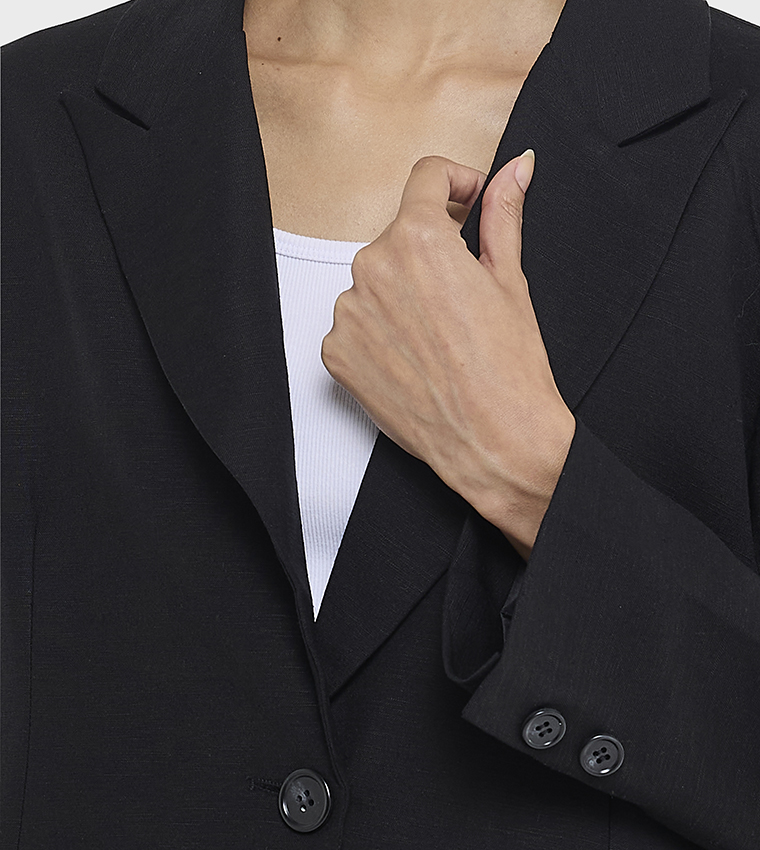 Lapel Collar Oversized Linen Blazer