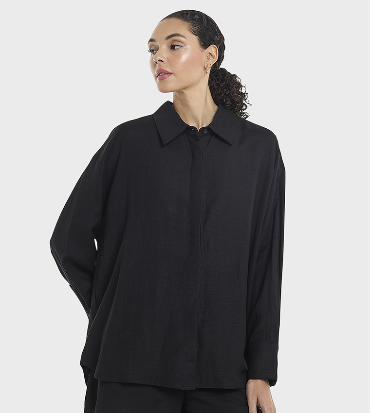 Solid Oversized Linen Shirt