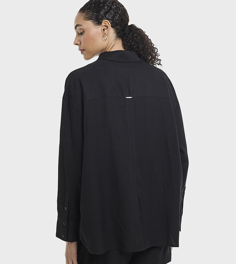 Solid Oversized Linen Shirt
