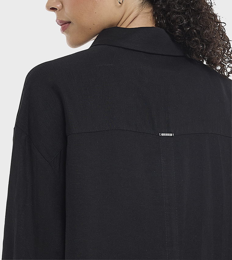 Solid Oversized Linen Shirt