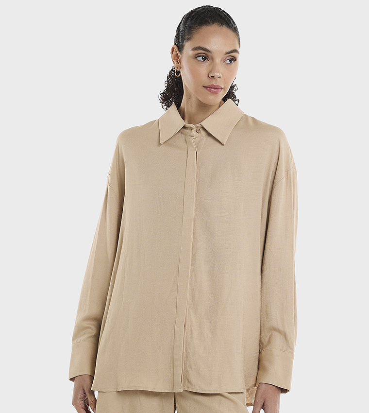 Solid Oversized Linen Shirt
