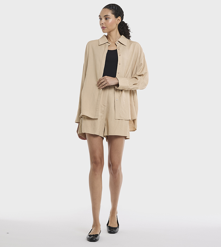 Solid Oversized Linen Shirt