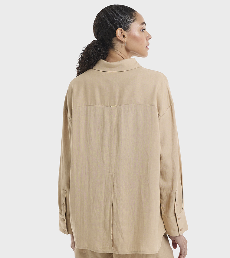 Solid Oversized Linen Shirt