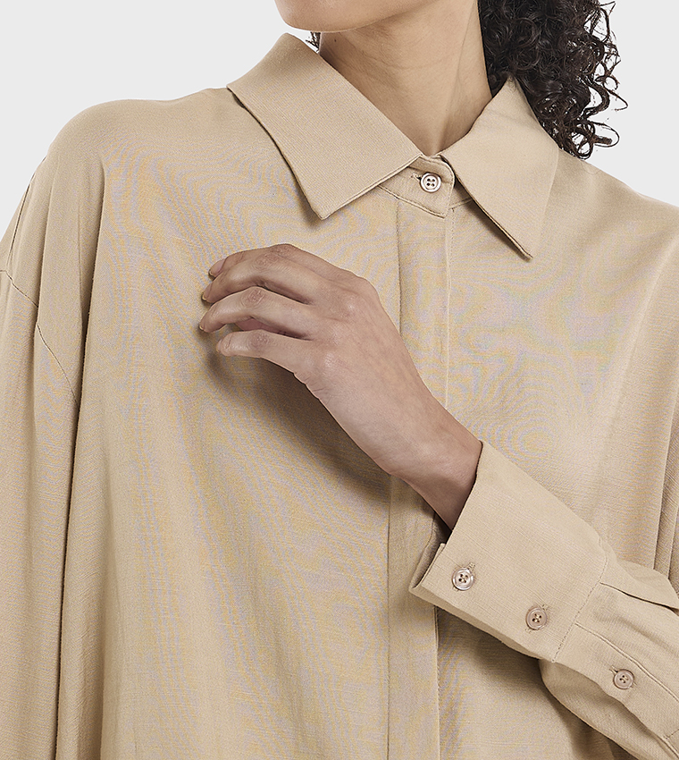 Solid Oversized Linen Shirt