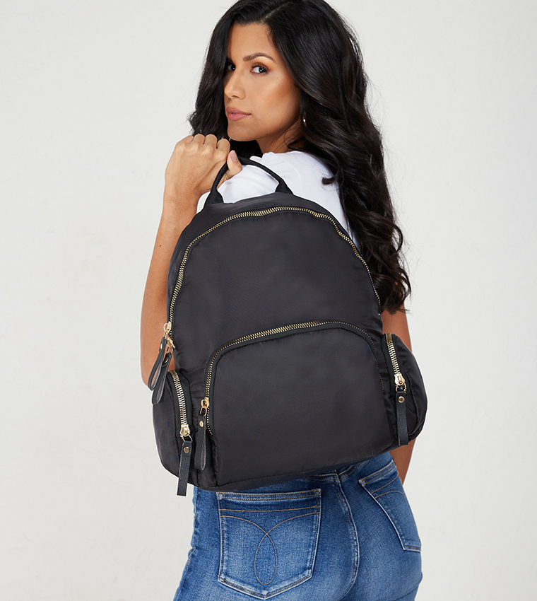 Solid Zippered Backpack