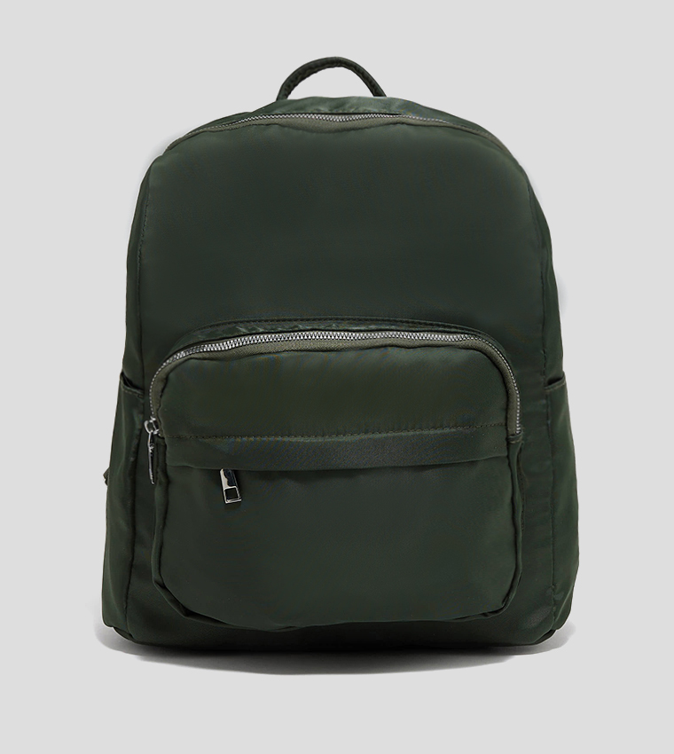 Solid Zippered Backpack
