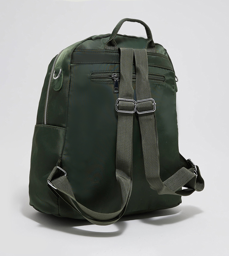 Solid Zippered Backpack