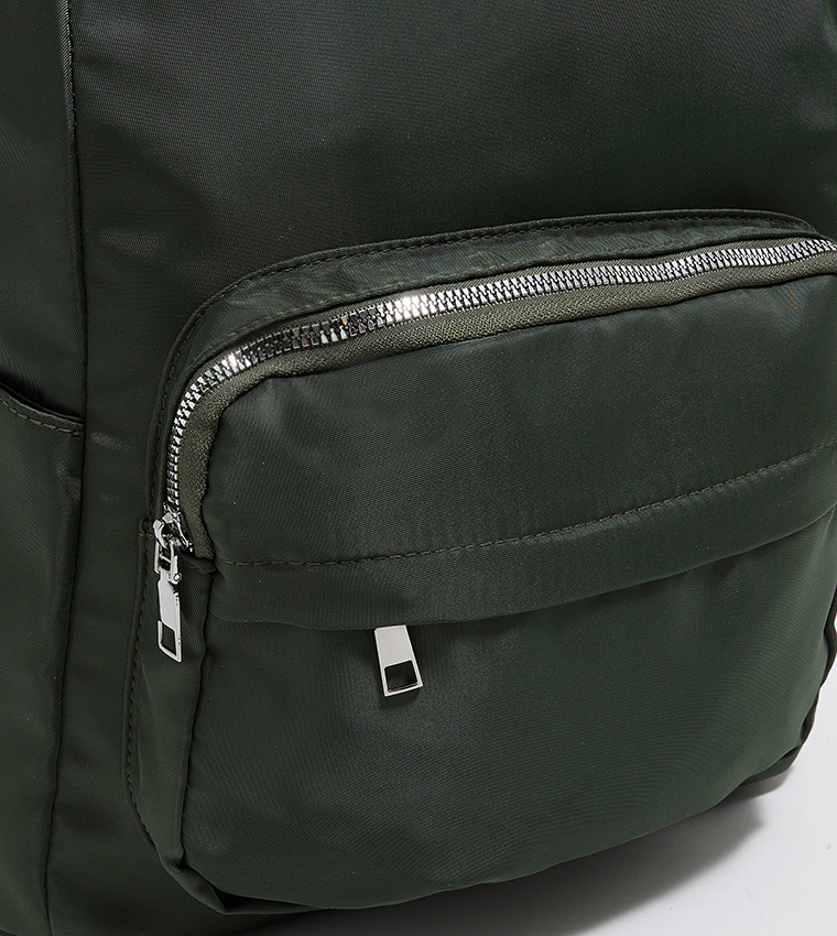 Solid Zippered Backpack