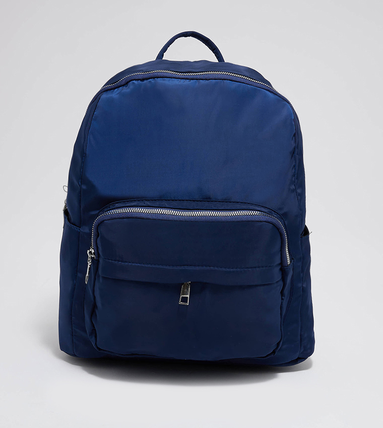 Buy Tyra Solid Zippered Backpack In Navy 6thStreet UAE