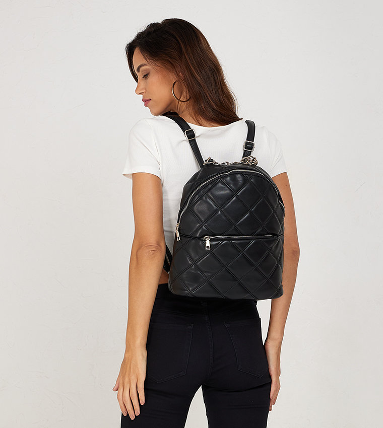 Quilted Zippered Backpack