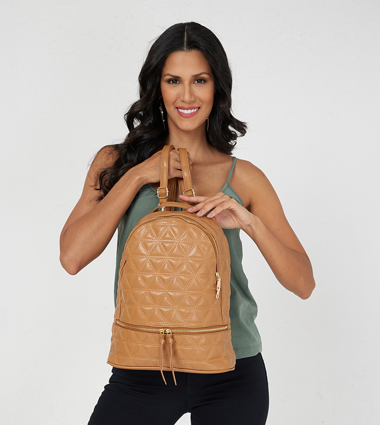 Quilted Zippered Backpack