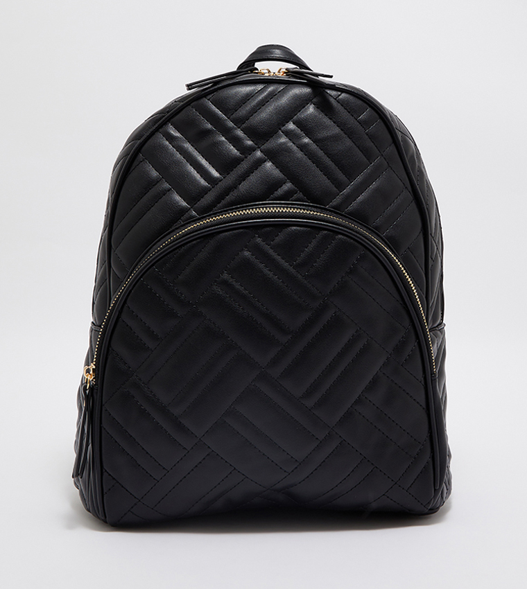 Quilted Zippered Backpack