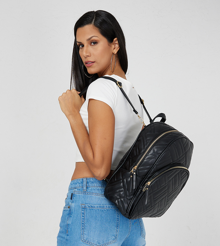 Quilted Zippered Backpack
