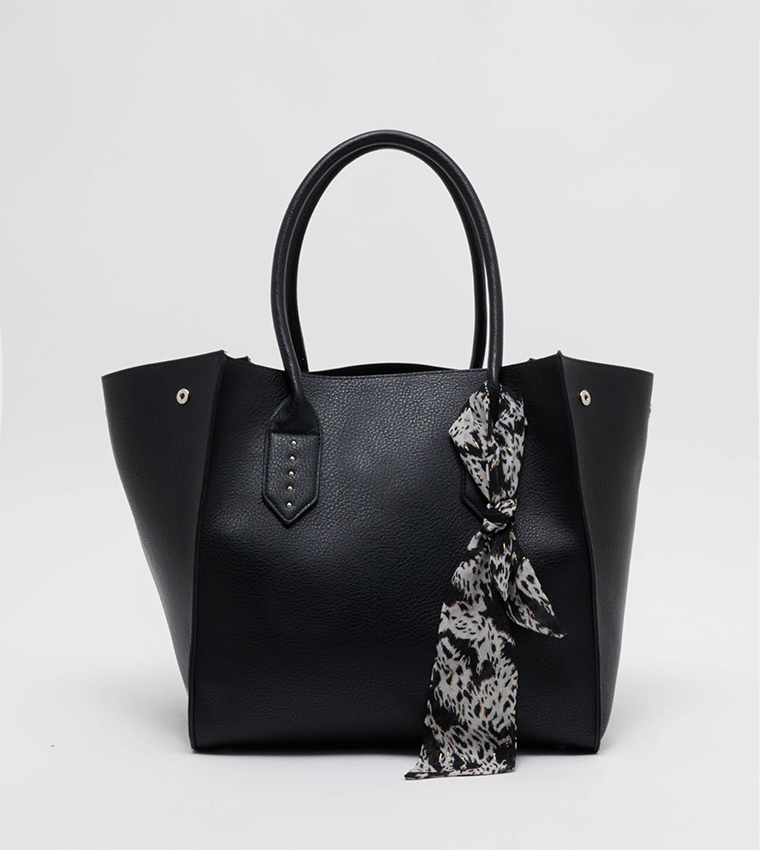 Textured Scarf Detail Tote Bag