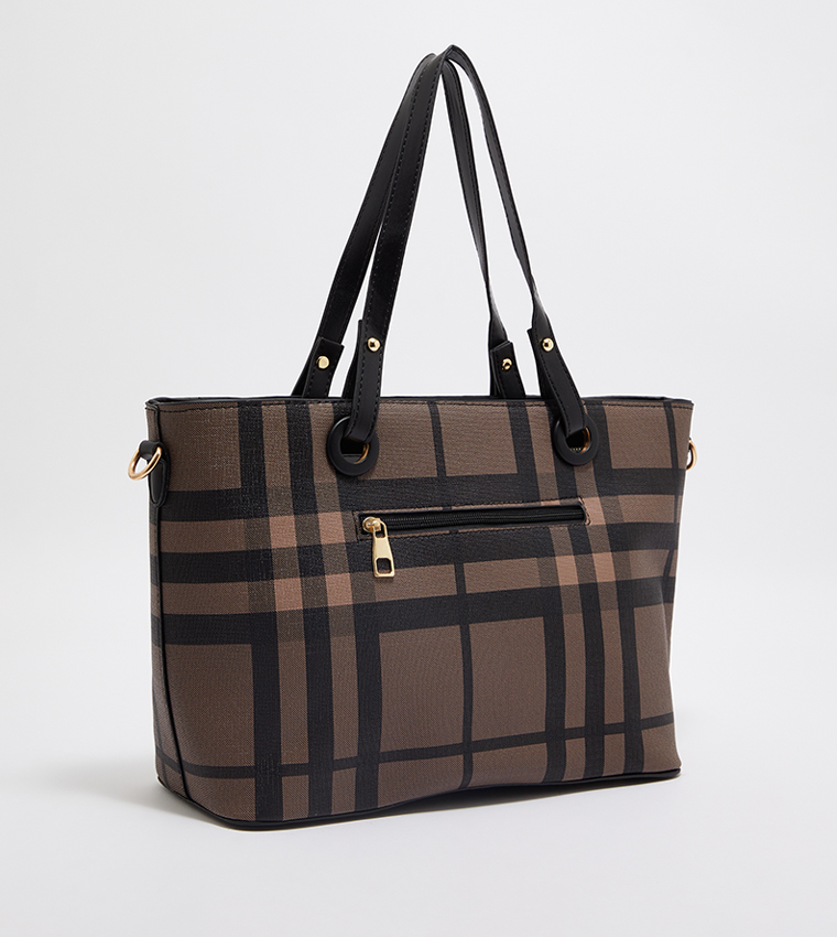 Love moschino discount plaid pu tote