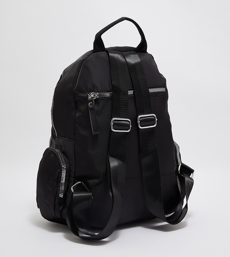 Solid Zippered Backpack
