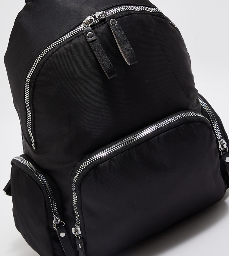 Solid Zippered Backpack