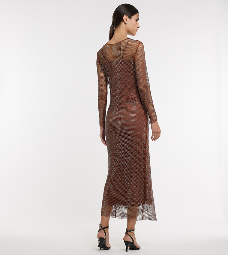 Embellished Mesh Midaxi Dress