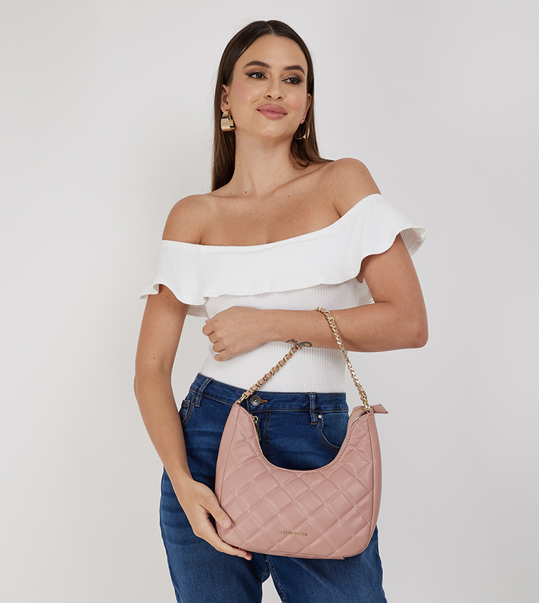 Quilted Logo Detail Shoulder Bag
