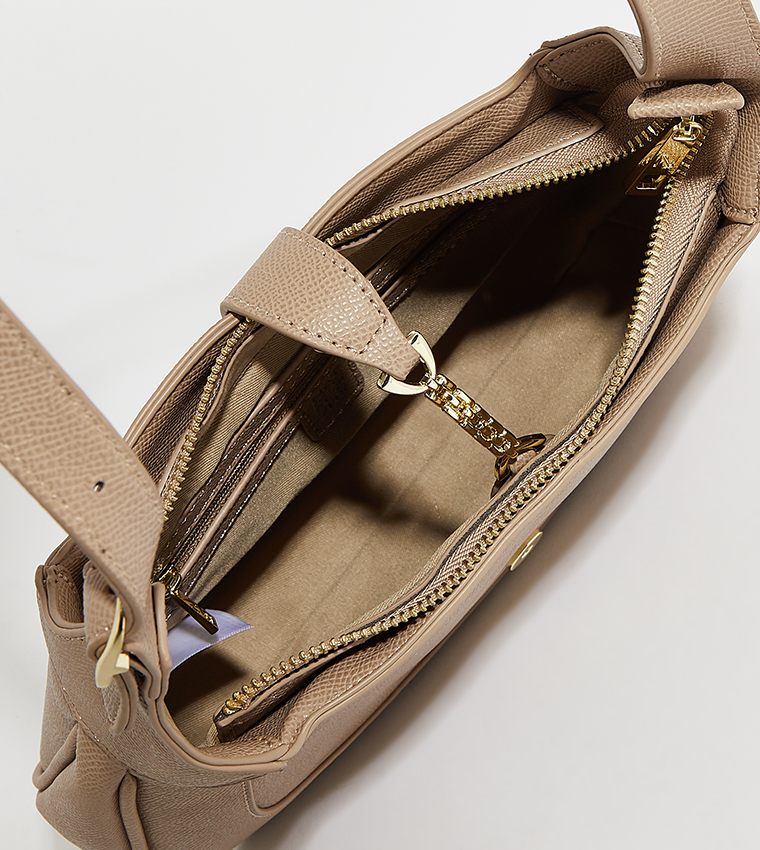 Textured Logo Detail Shoulder Bag