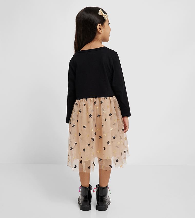 Star Sequined Tulle Detailed Dress