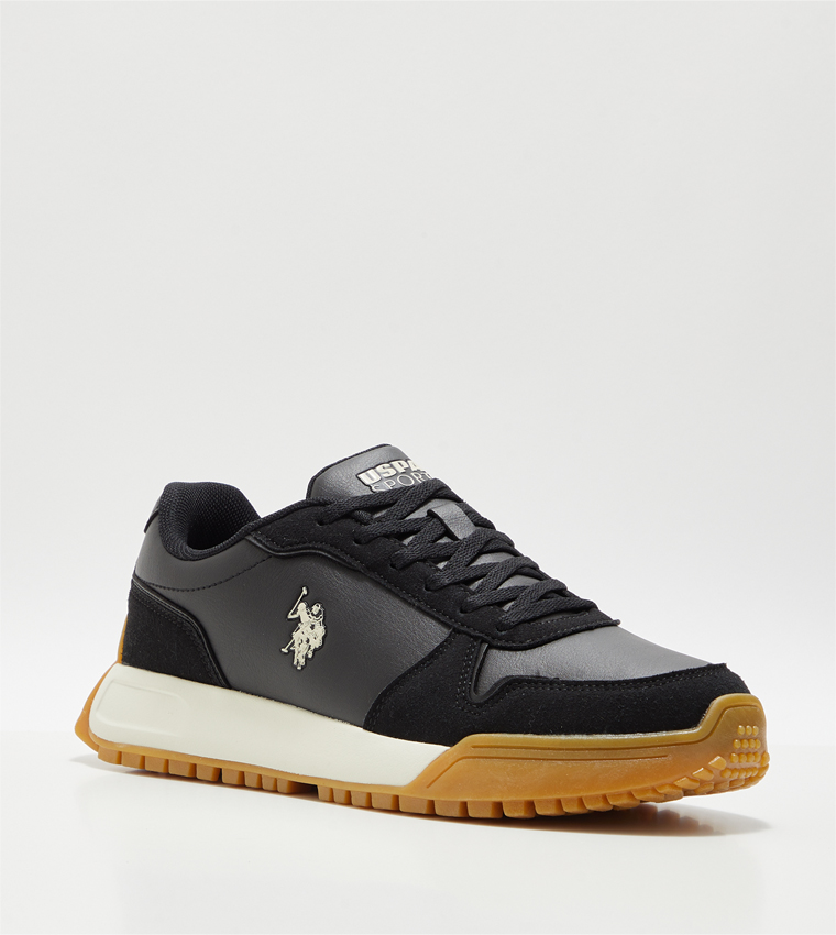 GWEN PU 3PR Logo Detail Lace-Up Sneakers