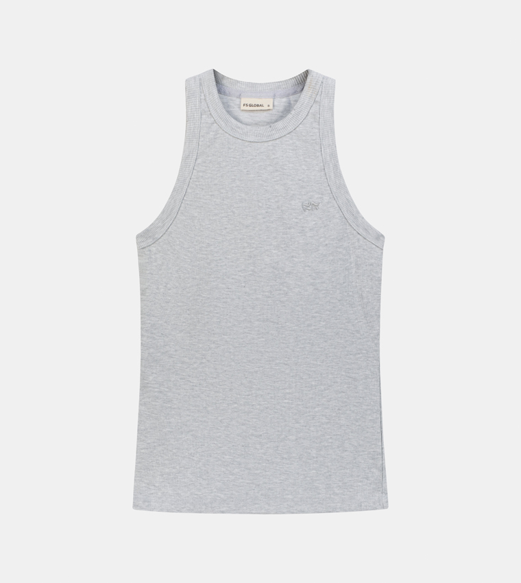 Ribbed Crew Neck Tank Top