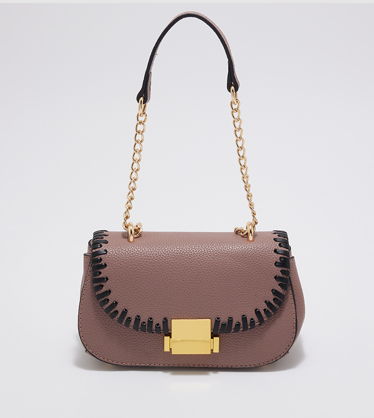 Textured Flap Closure Shoulder Bag