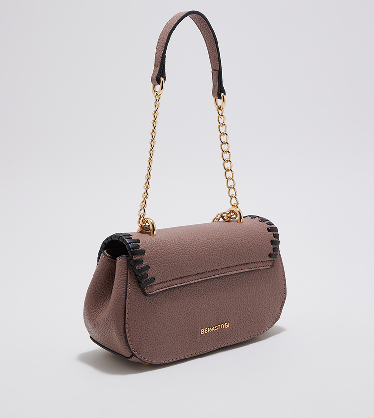 Textured Flap Closure Shoulder Bag