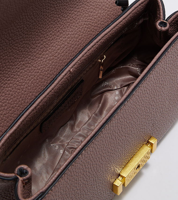 Textured Flap Closure Shoulder Bag