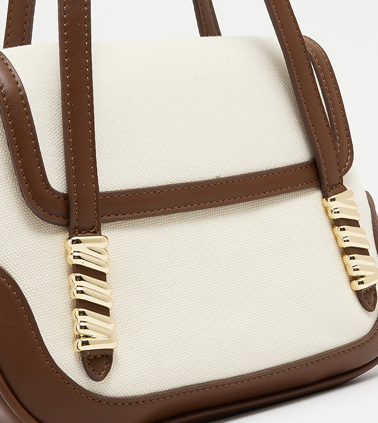 Textured Flap Closure Shoulder Bag